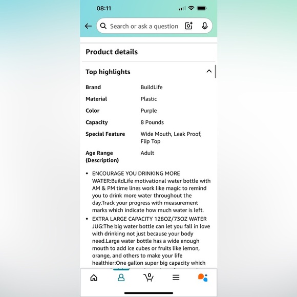 New buildlife pink purple gallon water bottle - Picture 8 of 10